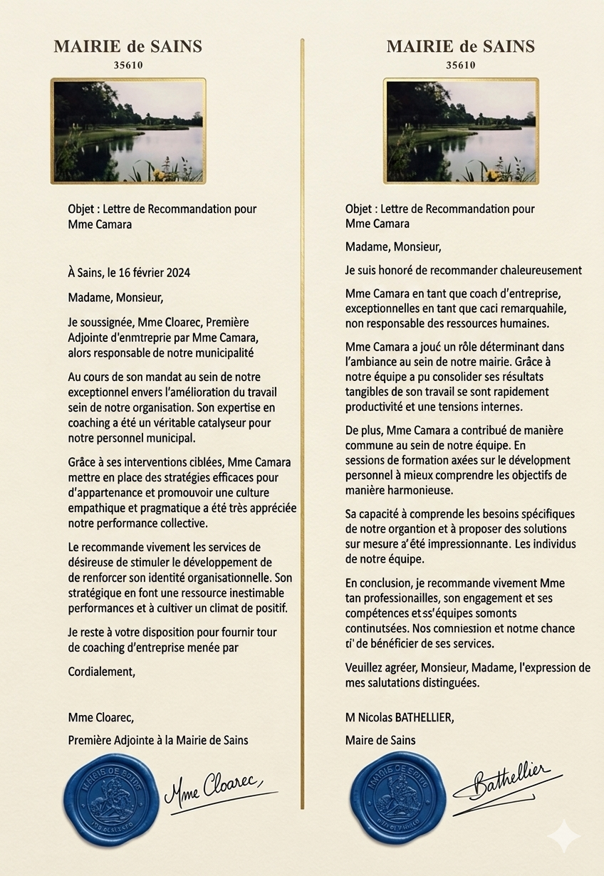 Lettre de recommandation de la Mairie de Sains